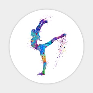 Girl Gymnastics Watercolor Silhouette Magnet